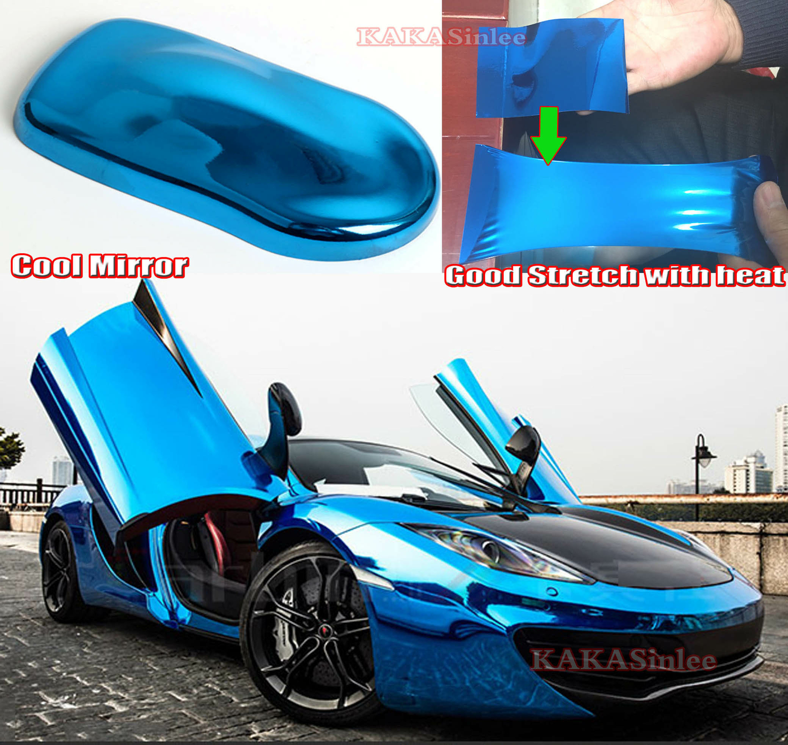 Flexible Smooth Bright Entire Car Wrap Mirror Chrome Vinyl Sticker Film Decal US