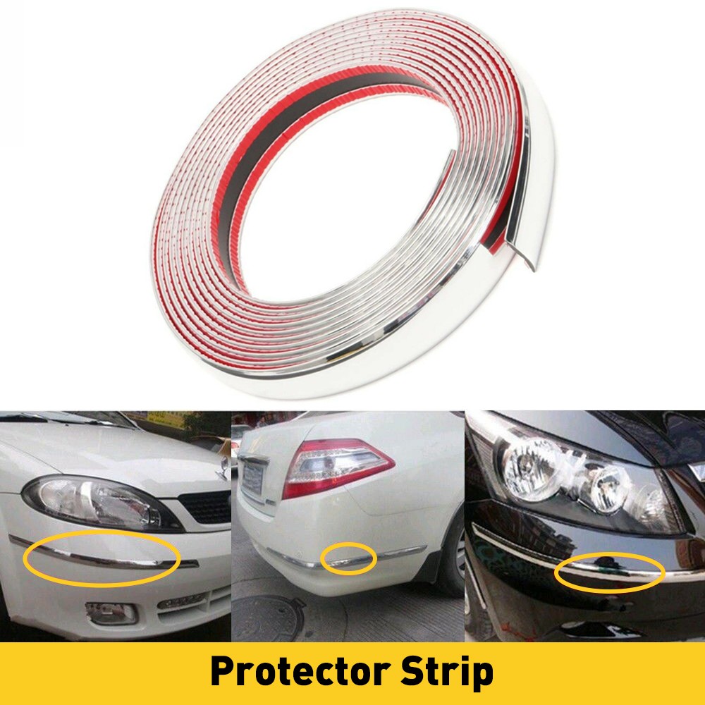 1INCHx16FT Car Moulding Trim Strip Door Guard Protector Chrome For Trucks SUV D