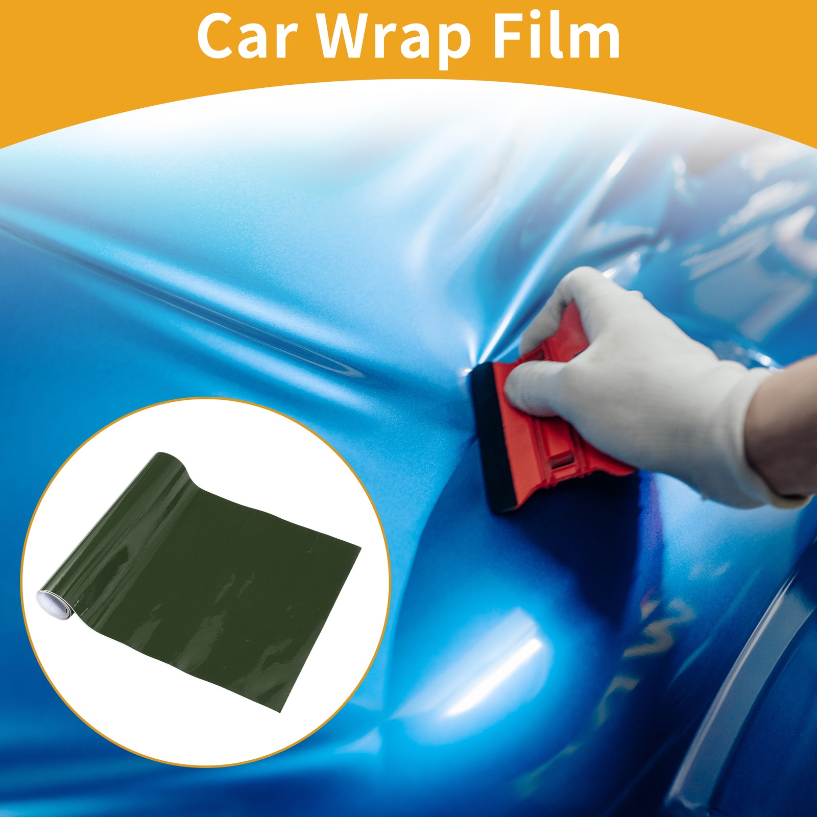 Bright Army Green Car Wrap Film 20x152cm / 0.65ft x 5ft Vinyl Wrap Cover 1 Pc