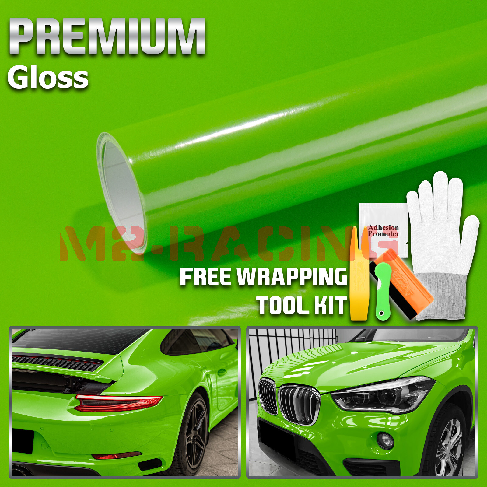 Gloss Glossy Green Car Vinyl Wrap Sticker Decal Film Air Release Bubble Free