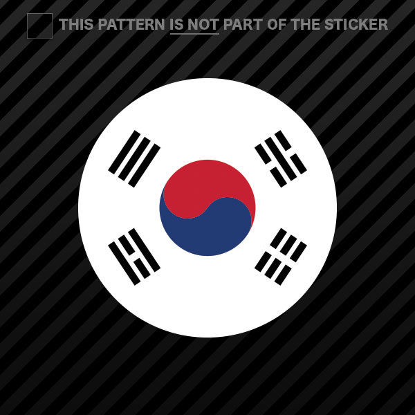 Round South Korean Flag Sticker Self Adhesive Vinyl South Korea KOR KR