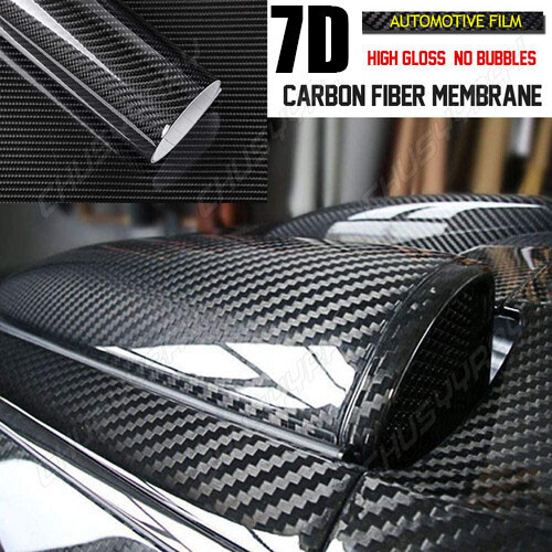 7D 12x 60″ Cool Car Glossy Carbon Fiber Texture Vinyl Wrap Sticker Film Black