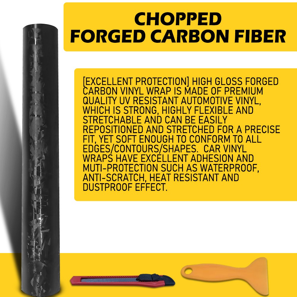 24K ChoppedForged Carbon Fiber 1.5Mx30cm Vinyl Car Wrap Film Sticker Decal Sheet