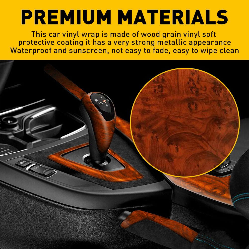 DIY Glossy Matte Wood Textured Grain Vinyl Wrap Sticker Car Interior Decors A