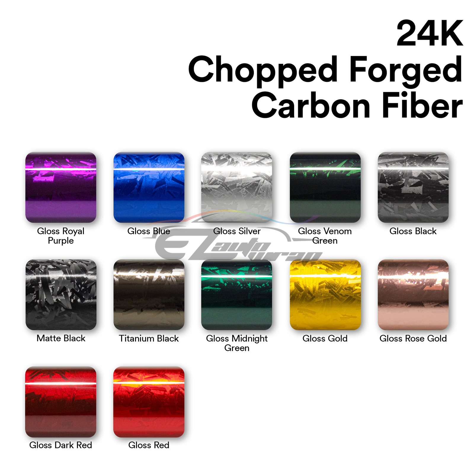 24K Chopped Forged Carbon Fiber Gloss Matte Titanium Vinyl Wrap Sticker Decal