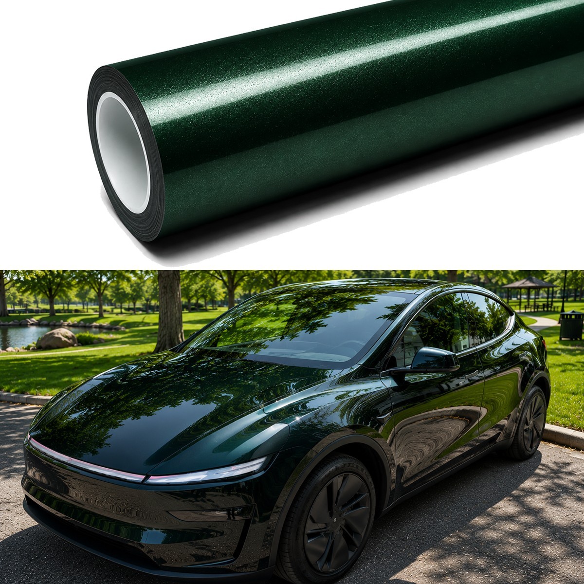 36″x60″ Ultra Gloss PET Emerald Green Metallic Vinyl Wrap Air Release 3FTx 5FT
