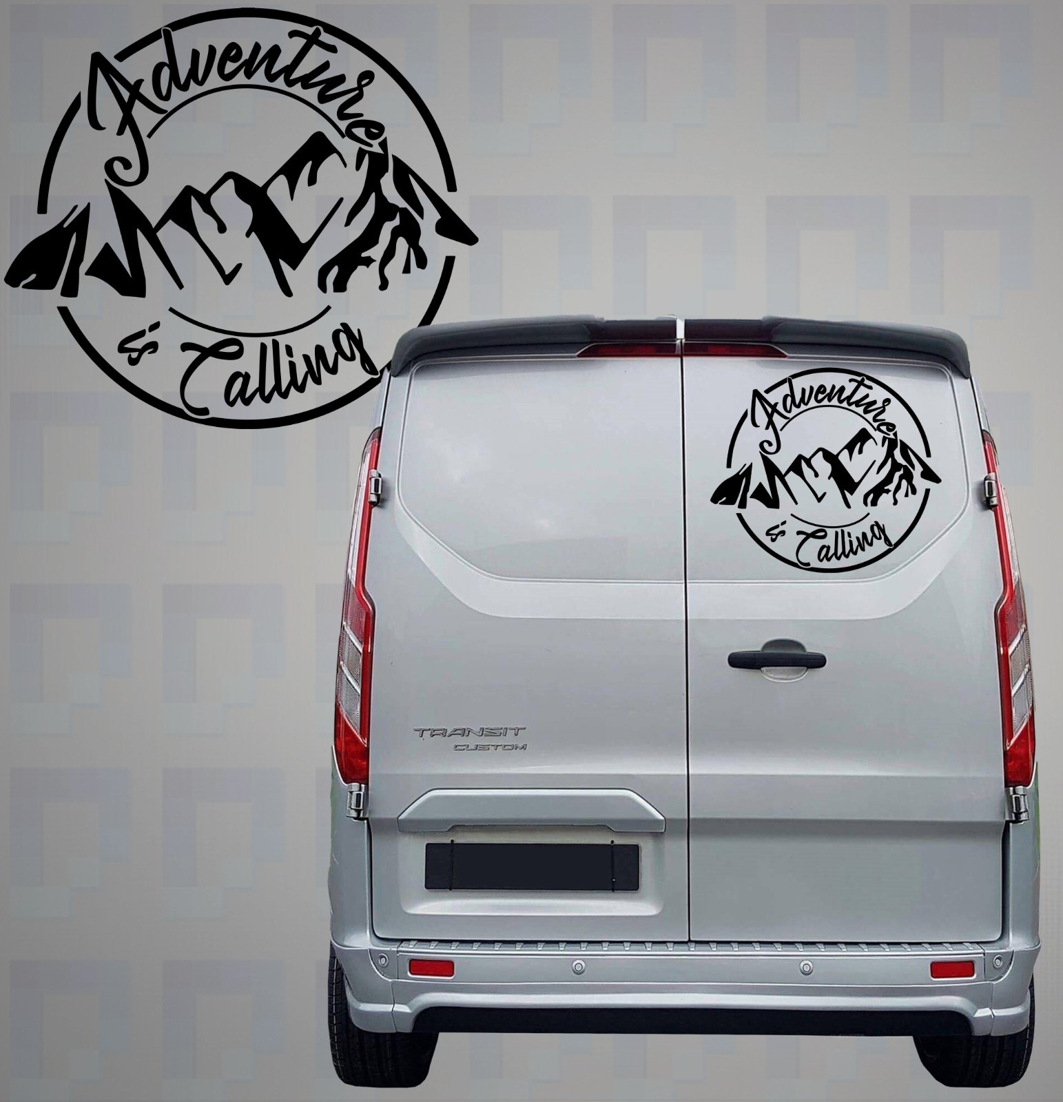 ‘Adventure Is Calling’ Mountain Vinyl Decal with Script Font by Pixel Printworks