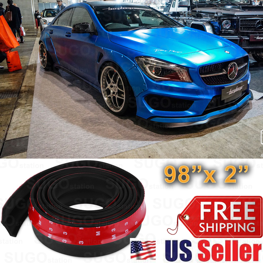 Universal Black Bumper Lip Protector Splitter Body Spoiler Diffuser 2″x98″