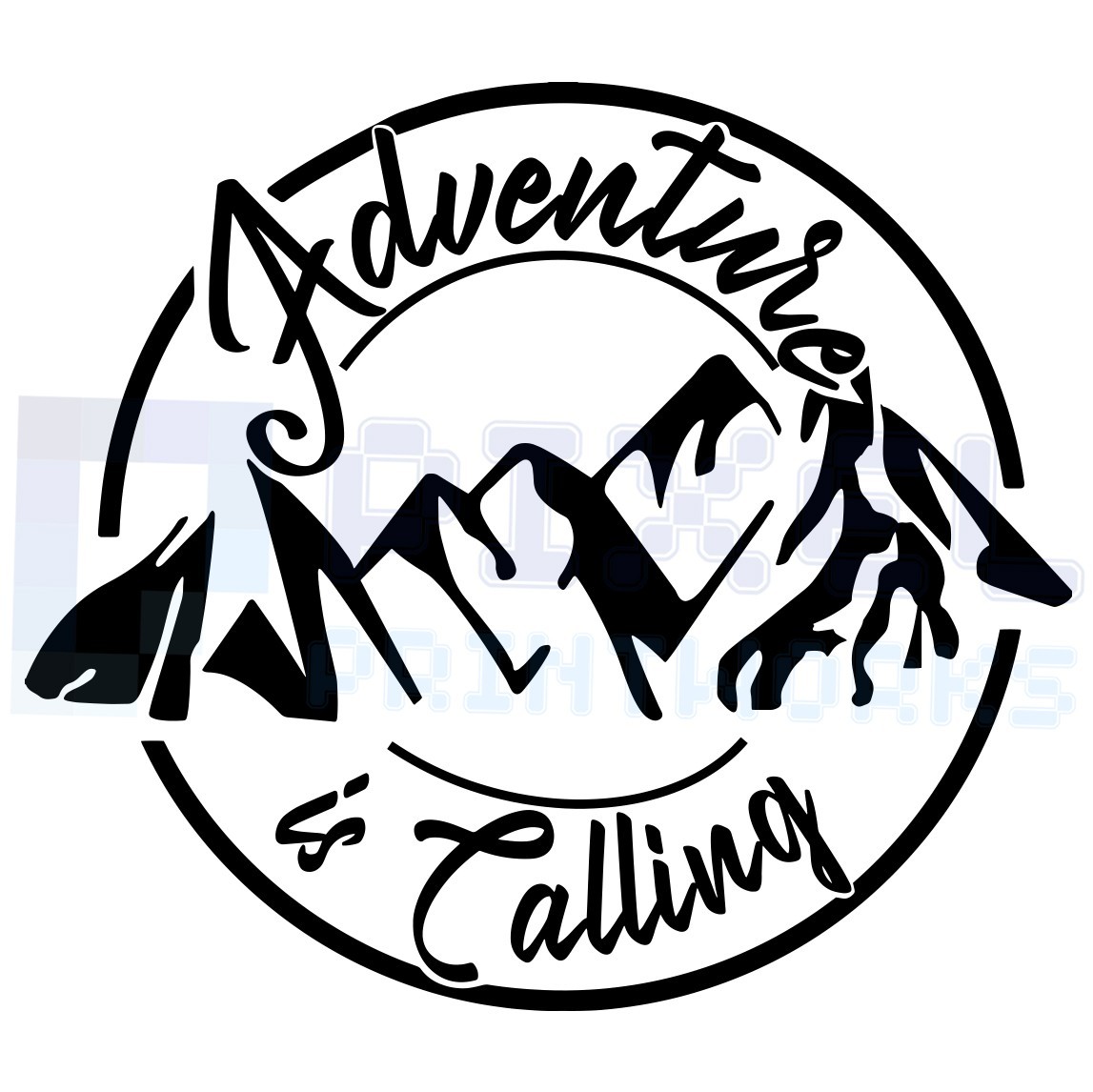 ‘Adventure Is Calling’ Mountain Vinyl Decal with Script Font by Pixel Printworks