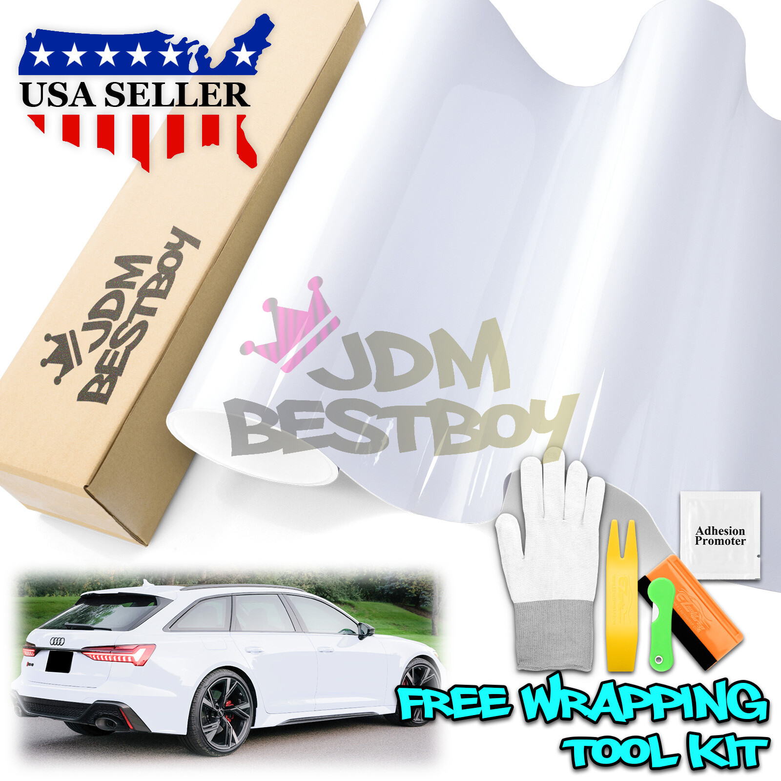 High Gloss Glossy White Car Vinyl Wrap Sticker Decal Sheet Film DIY Air Release