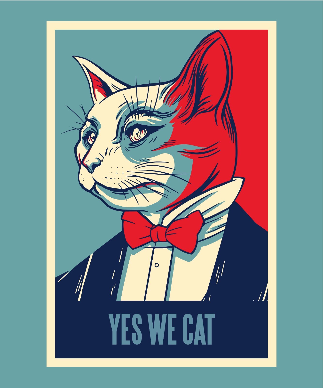 Yes We Cat Sticker (4 Inch) Political Parody Hairless Cat Funny Silly