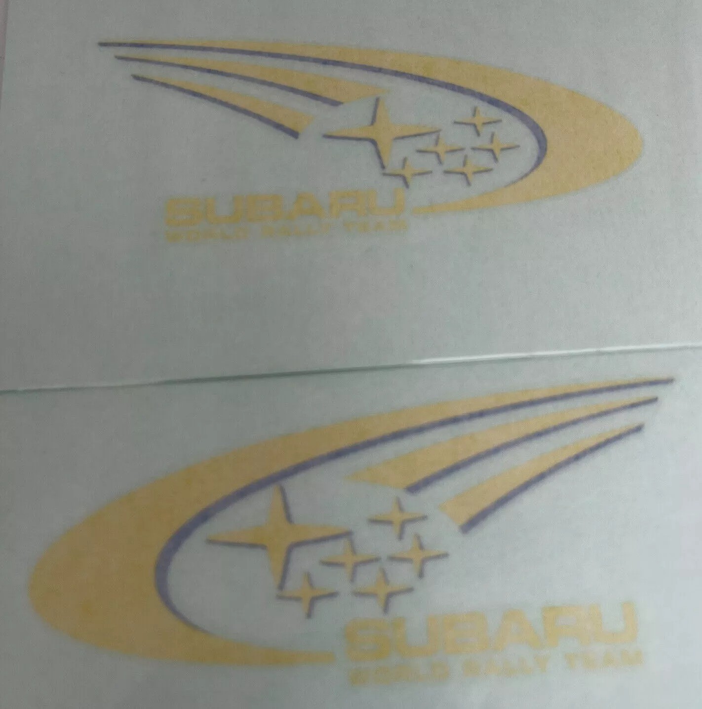 Subaru Impreza STi Left & Right door Decals blue & yellow 93063FE060 93063FE070