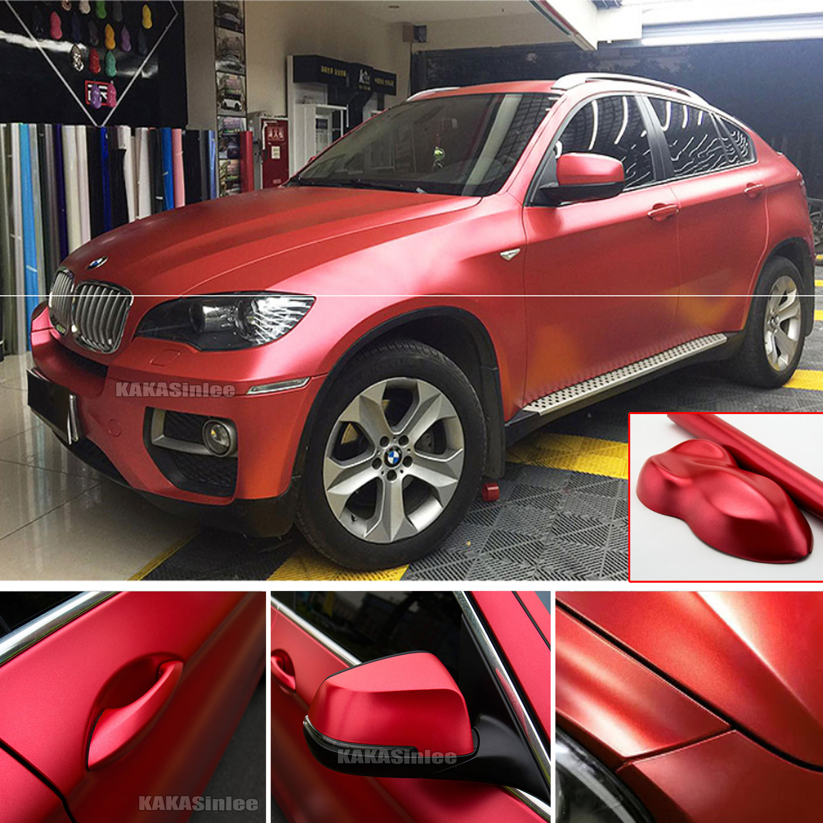Flexible Pearl Metal Car Wrap Sticker Glitter Satin Chrome Vinyl Decal Red US