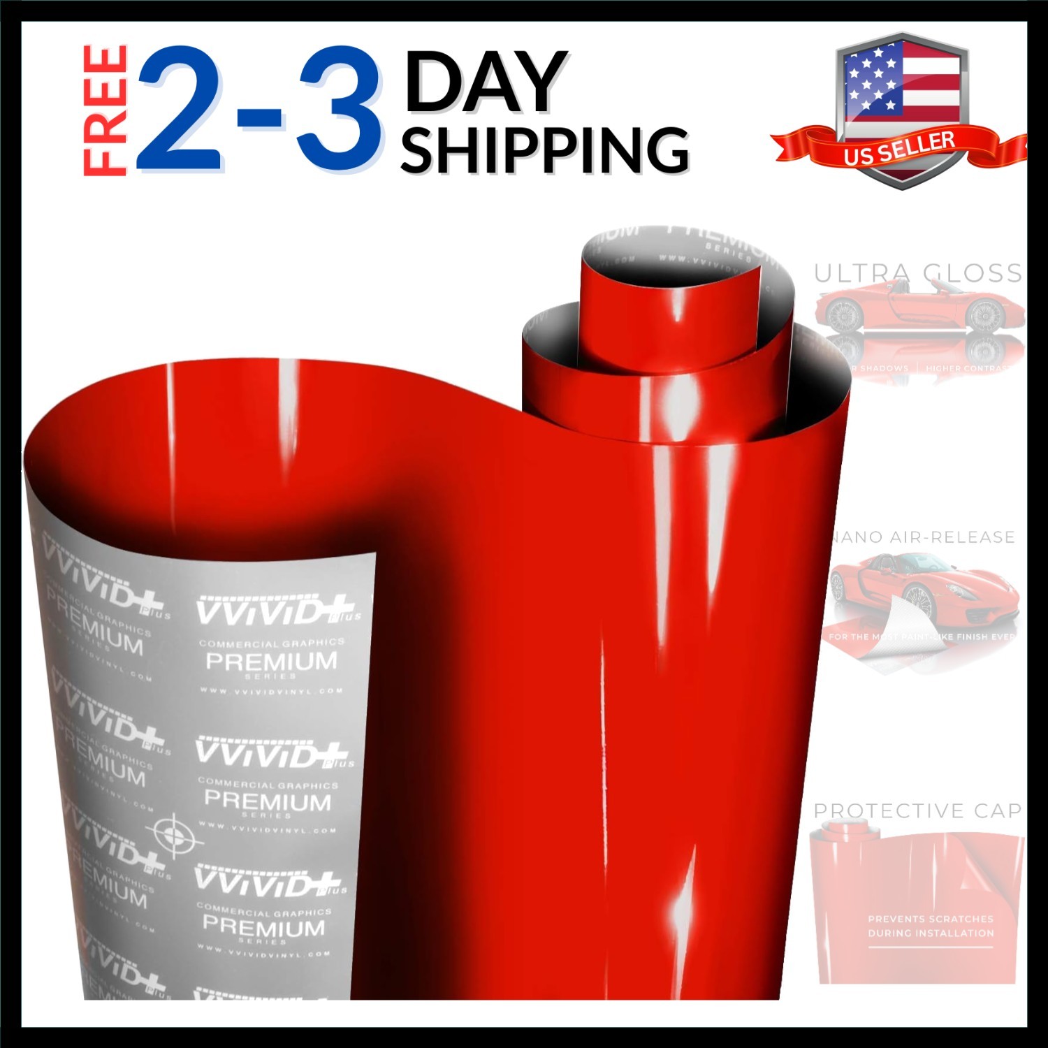 Ultra Gloss Racing Red Vinyl Car Wrap Paint Replacement Film Roll with Nano …