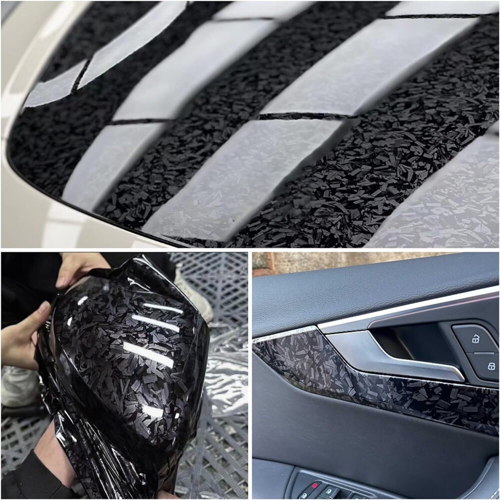 Premium Forged Carbon Fiber Vinyl Film Wrap Roll High Gloss Black Sticker Decal