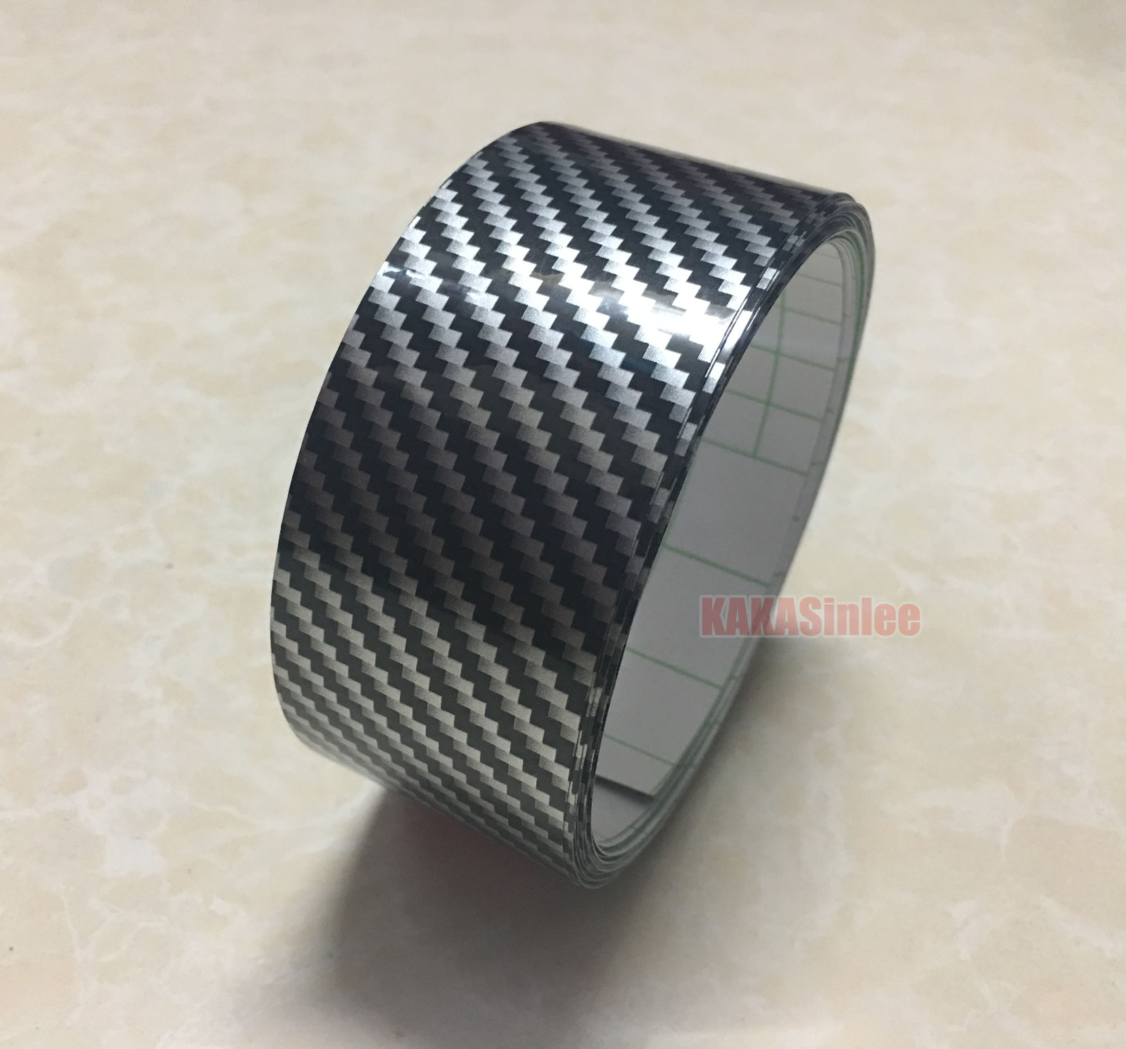 1.2″ x 120″ Flat 2D Black – Car Texture Carbon Fiber Vinyl Trim Wrap Sticker AF