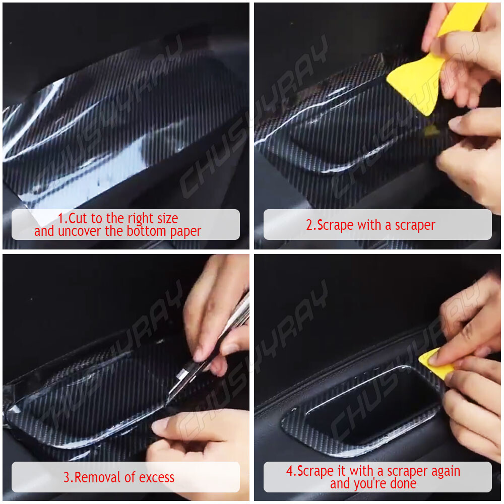 7D 12x 60″ Cool Car Glossy Carbon Fiber Texture Vinyl Wrap Sticker Film Black