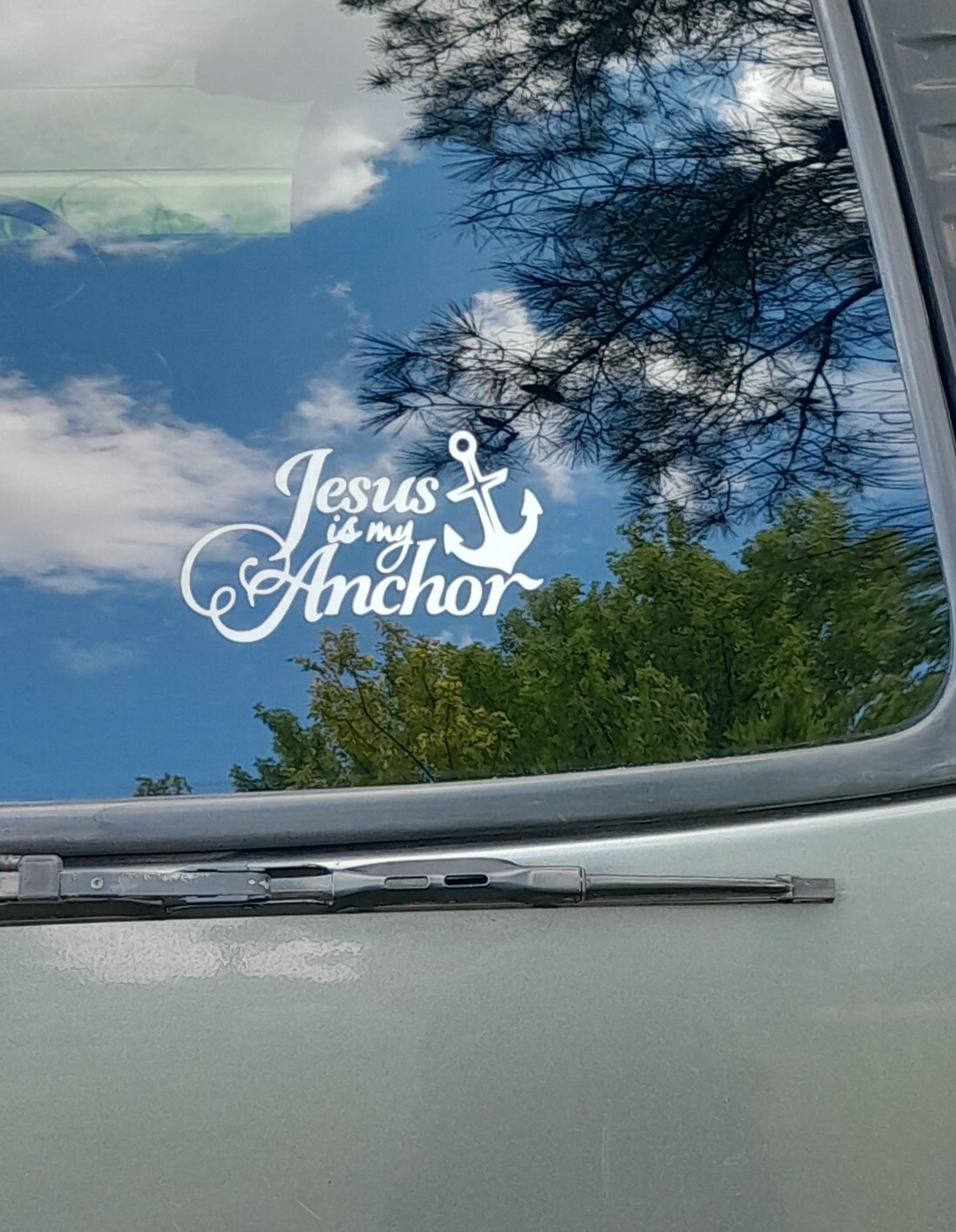 Jesus is my Anchor Religious vinyl car/window decal Sticker 3×5 US Wht Heaven