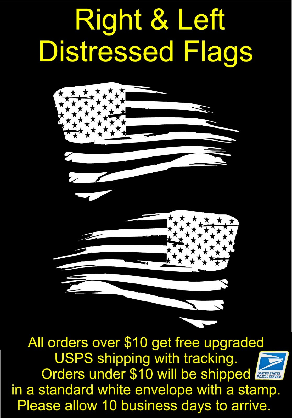 American Flag Distressed Right & Left Vinyl Decal Sticker 14 Colors 6yr vinyl