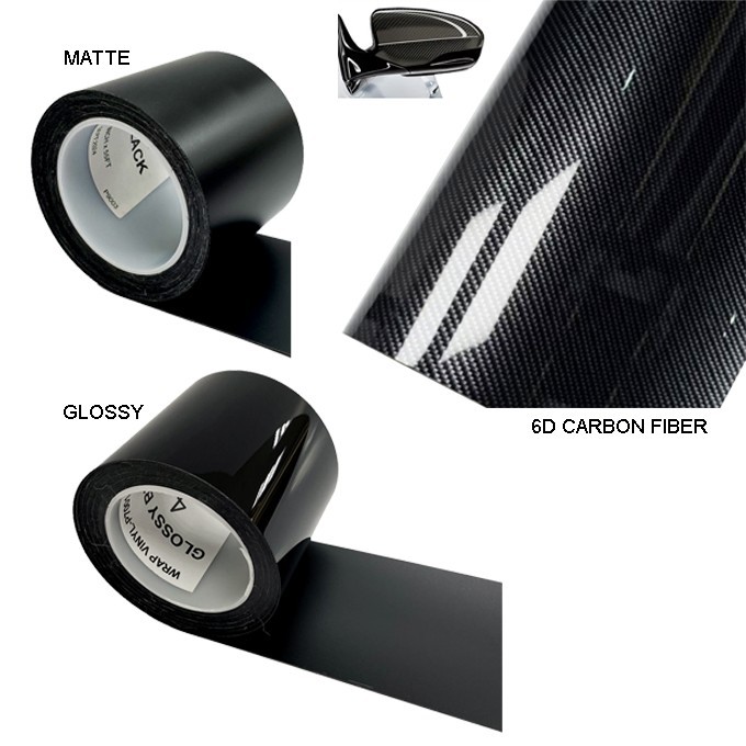 Black Vinyl Wrap For Blackout Chrome Delete-Trim W/ Air Release Glossy/Matte
