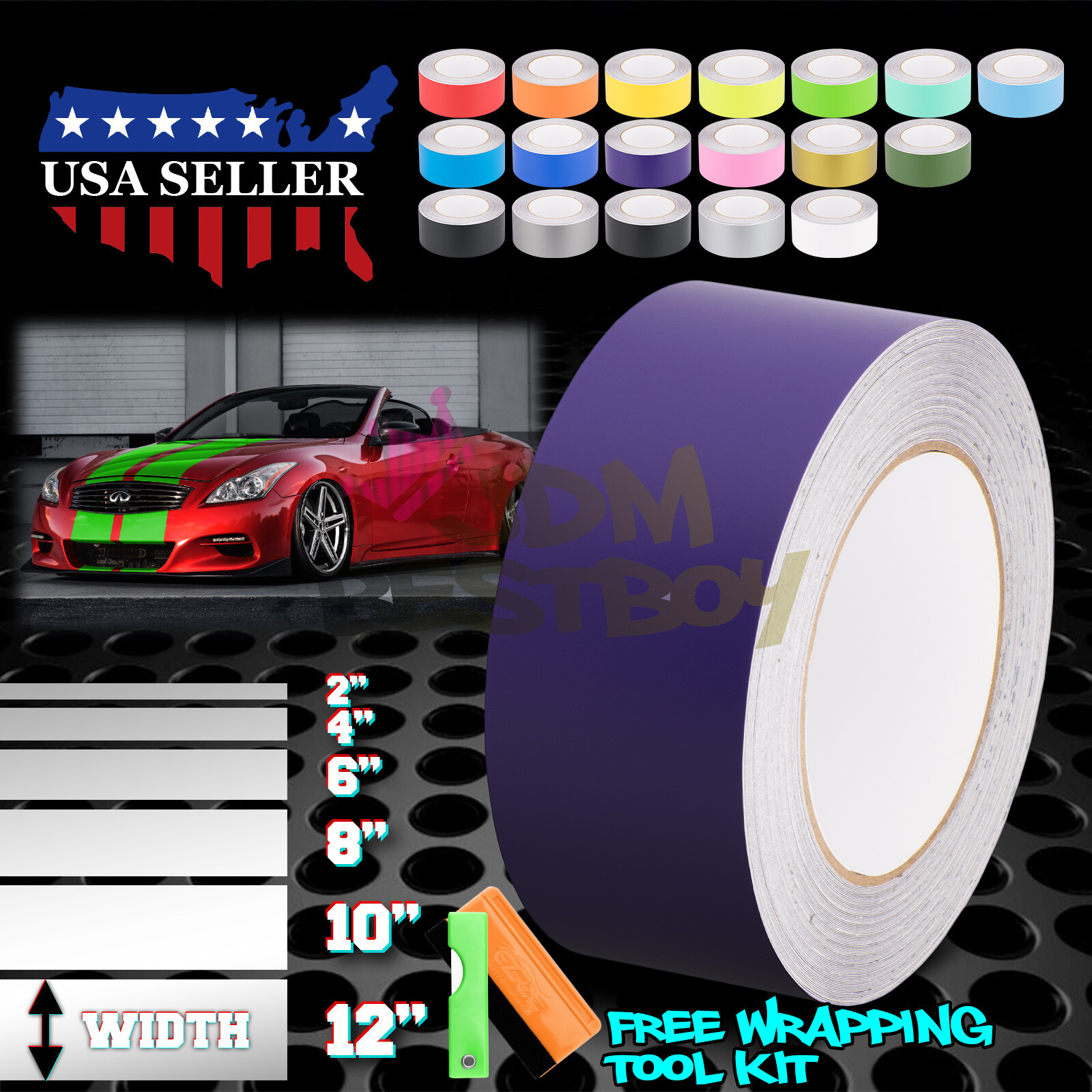 Matte Color Racing Stripes Vinyl Wrap Sticker For Infiniti G37 Stripe 25FT /50FT