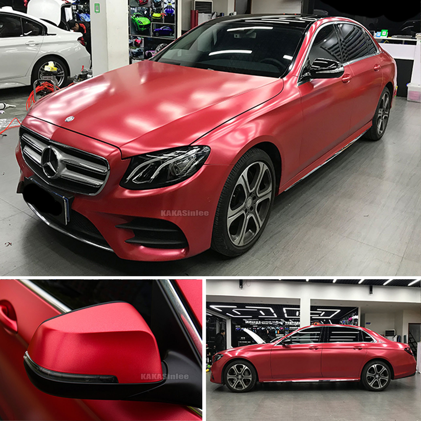 Flexible Pearl Metal Car Wrap Sticker Glitter Satin Chrome Vinyl Decal Red US
