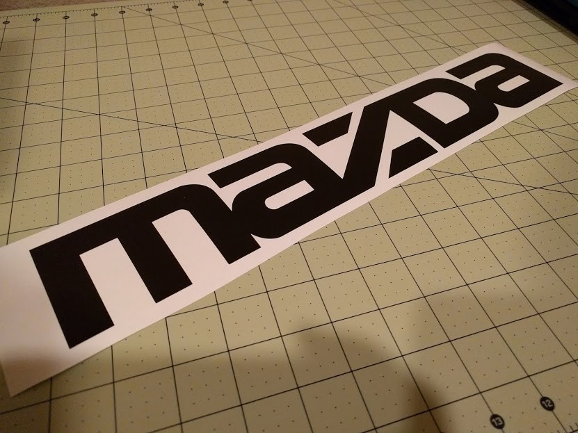 2 pack – Mazzda logo Gloss Black vinyl Decal Sticker 15″ wide x 3″