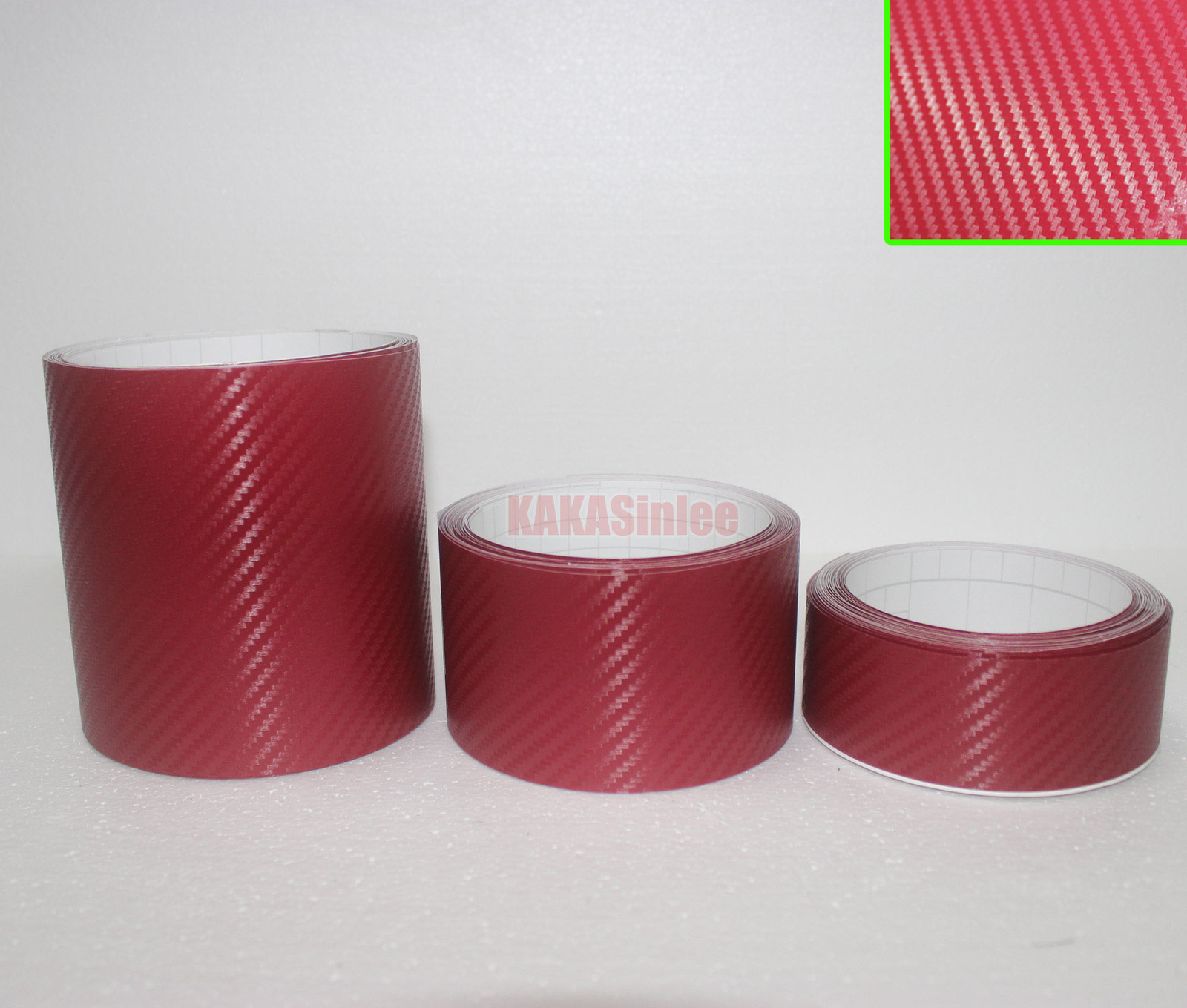 Multi-function Wine Red 3D Texture Carbon Fiber Vinyl Tape Wrap Film Sticker CF