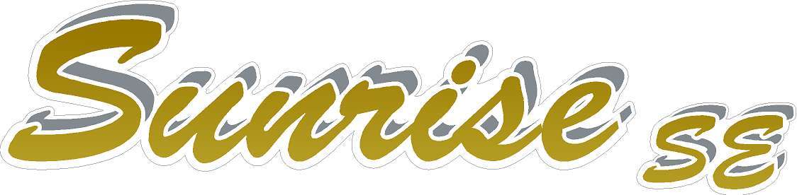 “Sunrise SE” RV Graphic Lettering decal Made Fresh Any Color 19.25″X4.75″