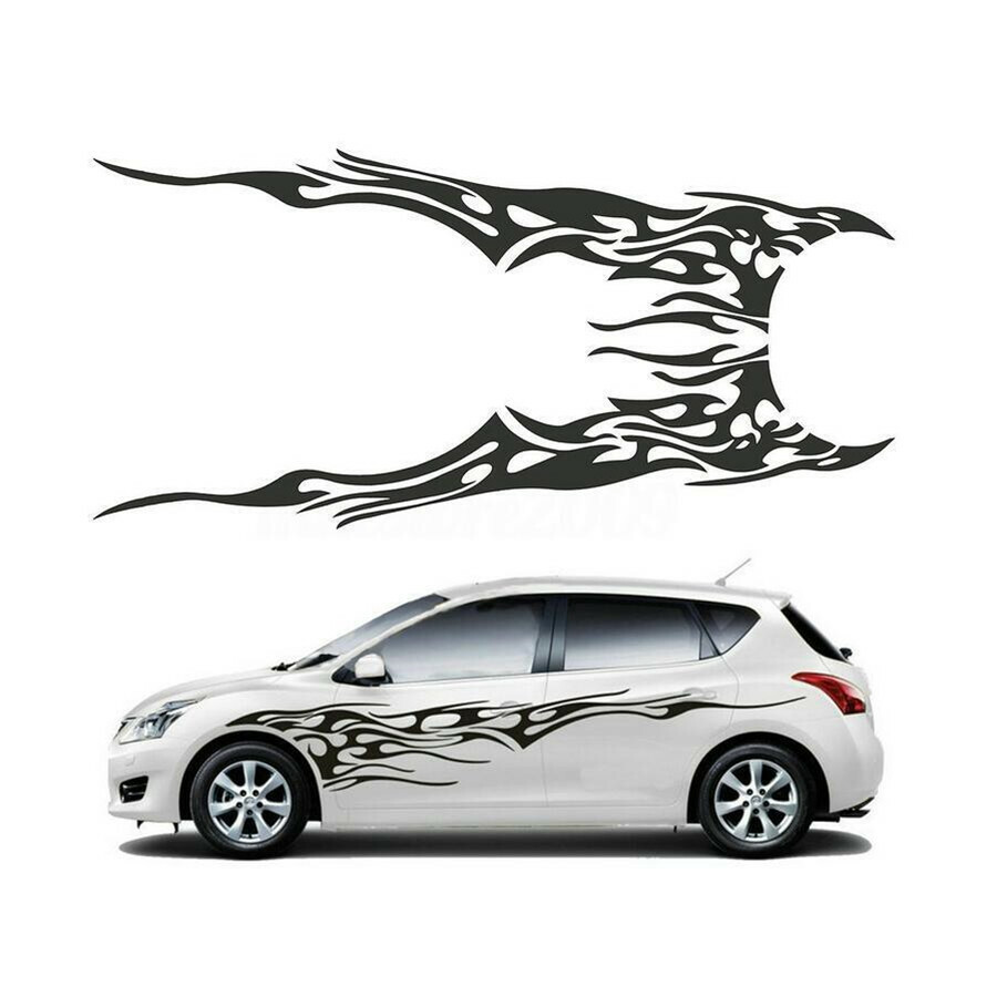 Car Body Side Flame Graphics Stripes Sticker Vinyl Decal DIY Decoration 1 Pair