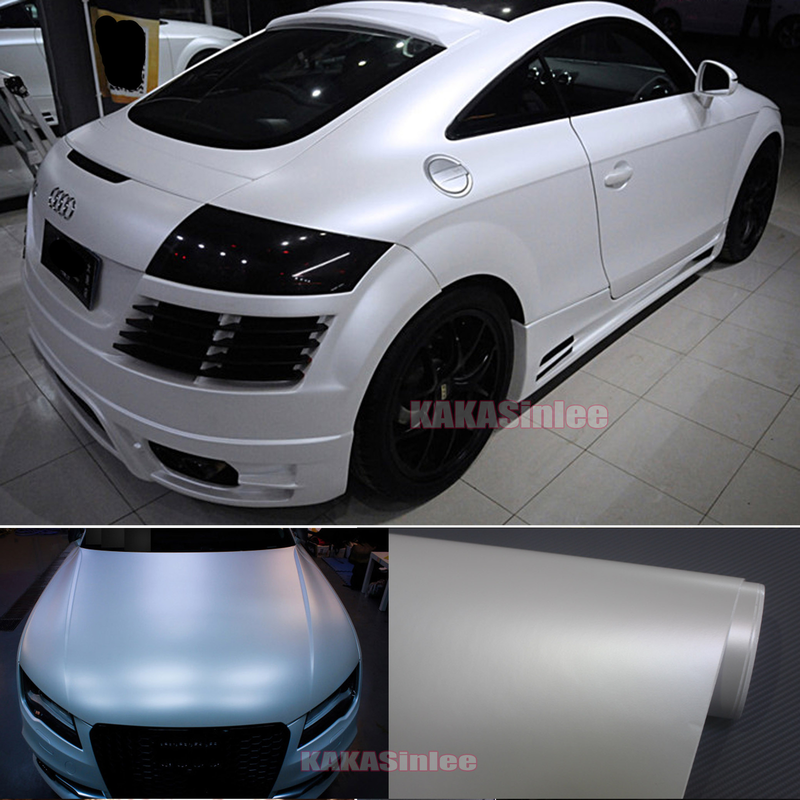White Air Release – Satin Matte Chrome Whole Car Vinyl Wrap Pearl Sticker HDUS