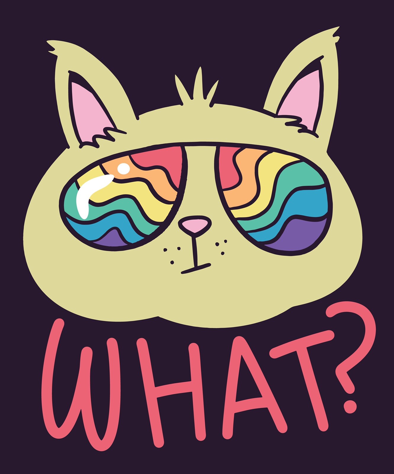 3” Cat Sticker Rainbow Funny Cute Colorful Sunglasses What Attitude Pride Kittie