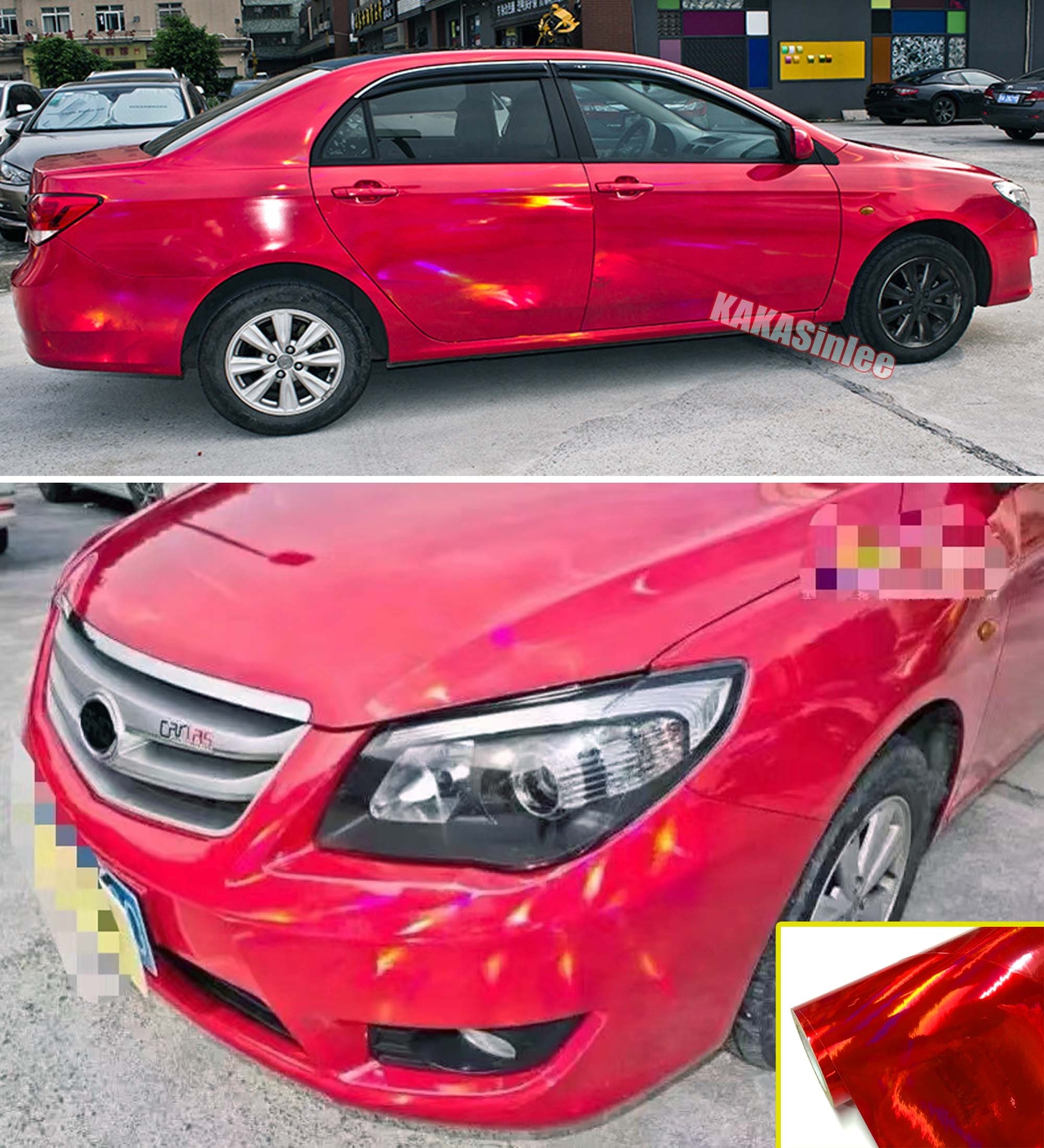 65FT Red Glossy Laser Chrome Chameleon Full SUV Truck Car Vinyl Wrap Sticker US