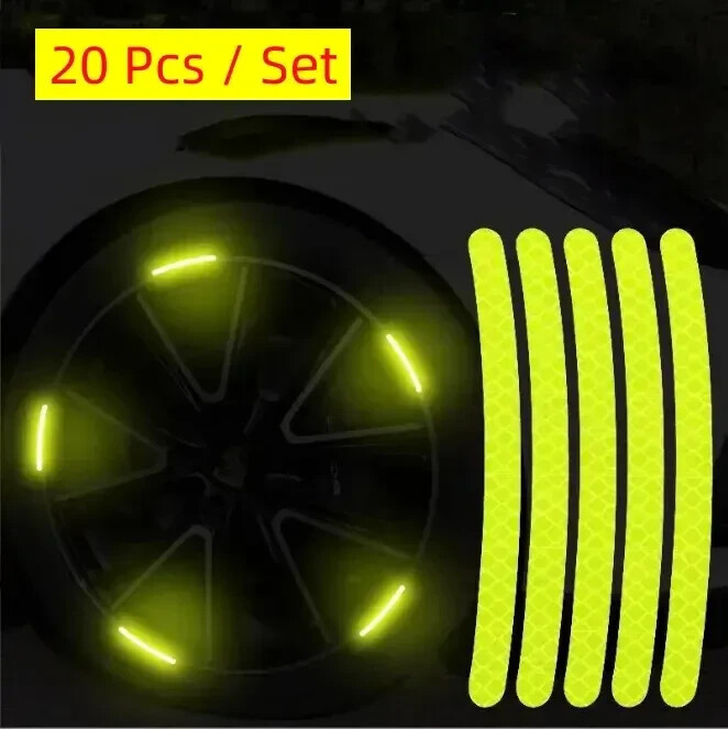20x Reflective Sticker Strip Decal Wheel Hub Rim Stripe Tape Car Accessories