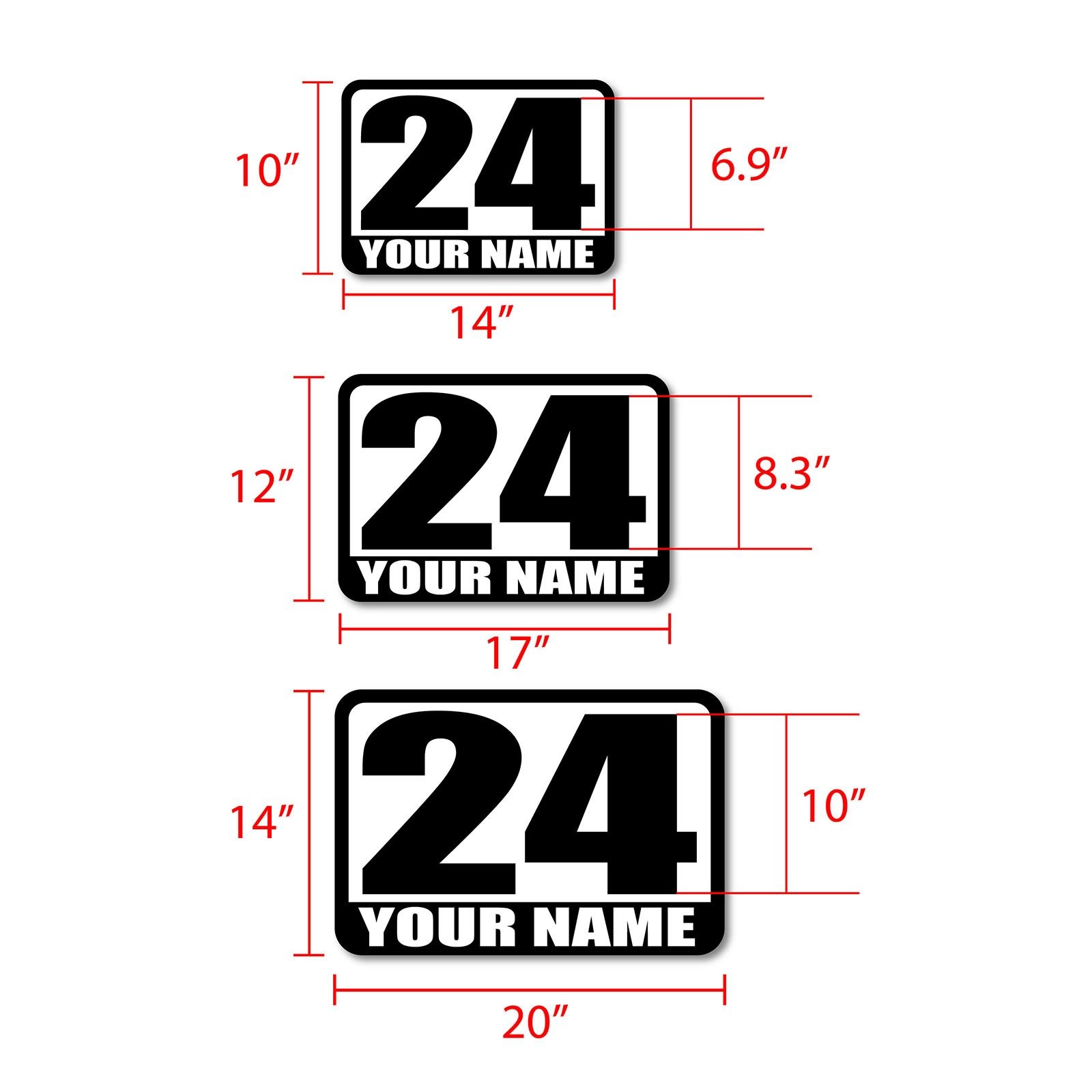 Custom Number Name Glossy Matte Sticker / Magnet Racing Car Track Day Door x2
