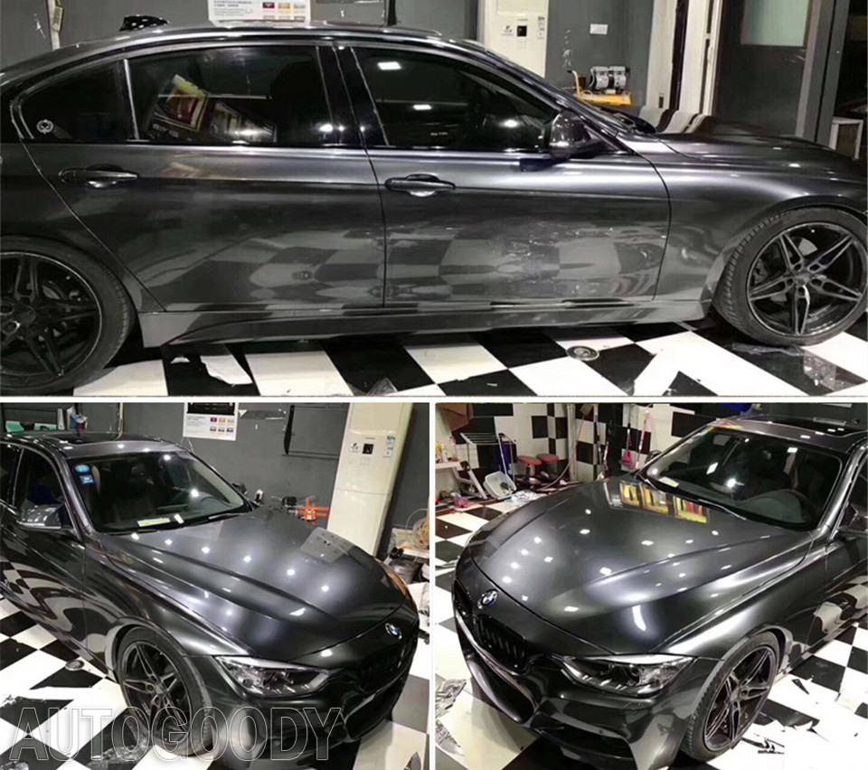 Premium Super Gloss Gray Metallic Gunmetal Vinyl Film Wrap Decal Air Bubble Free