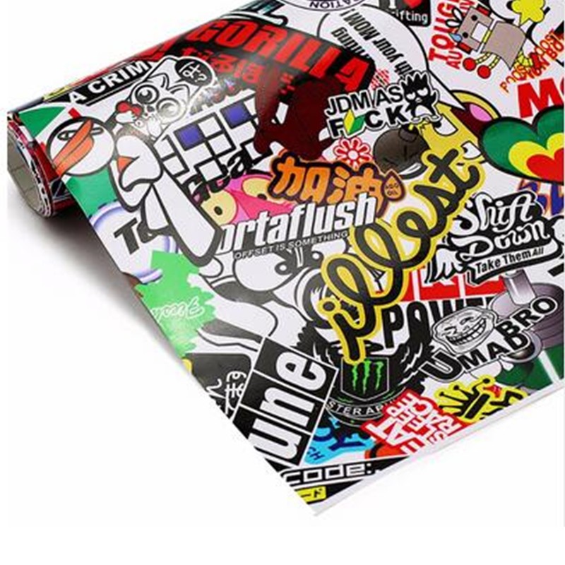 Car Sticker Bomb Wrap Sheet Decal Cartoon Panda Graffiti Vinyl Self-Adhesive DIY