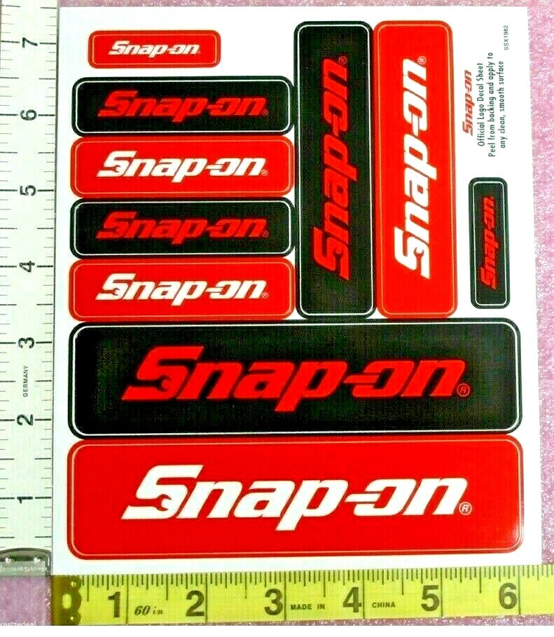 NEW Genuine Snap-on Tools Logo Decal Sticker Sheet with 10 Various Size Stickers