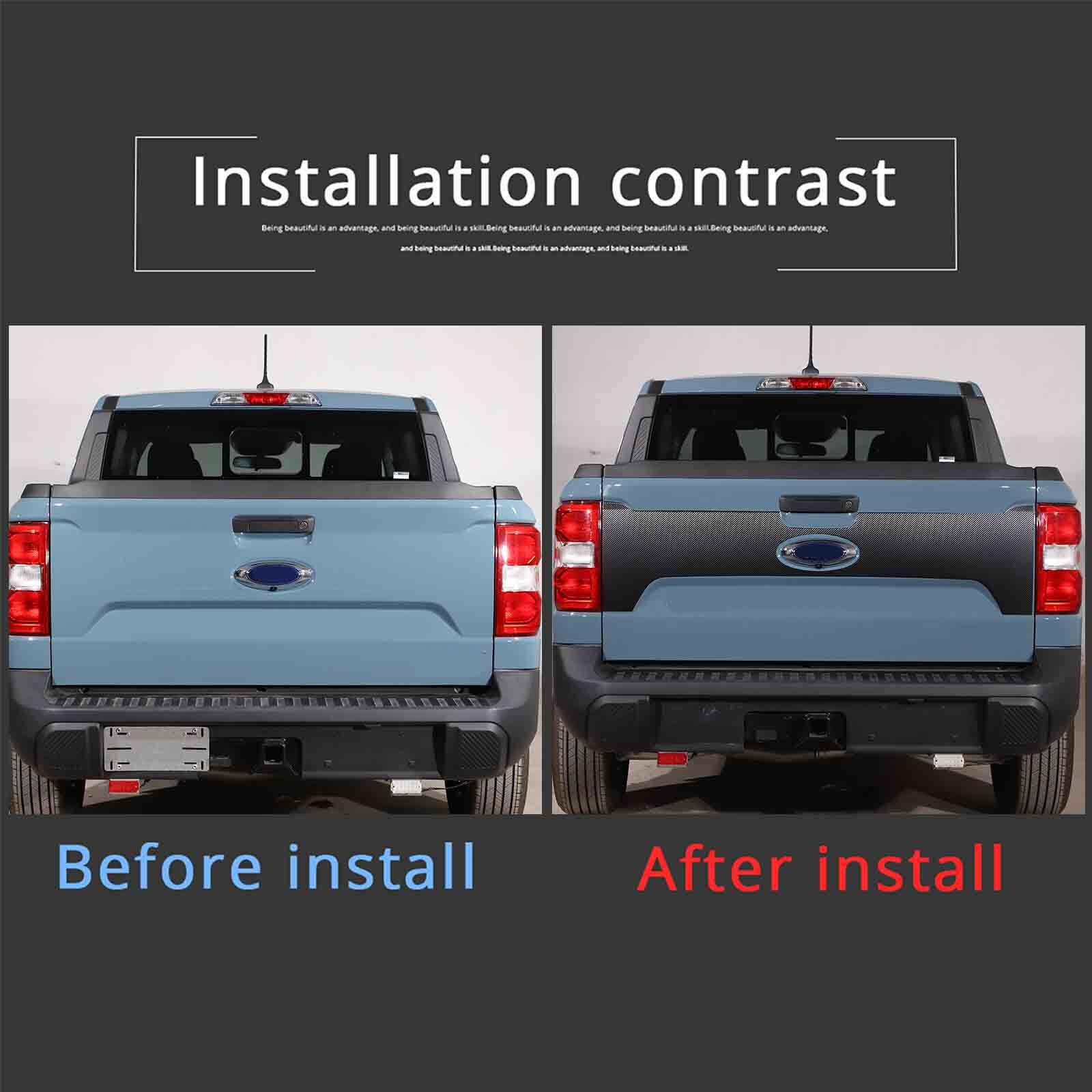 Carbon Fiber Texture Tailgate Decal Vinyls Fits Ford Maverick 2022-2024