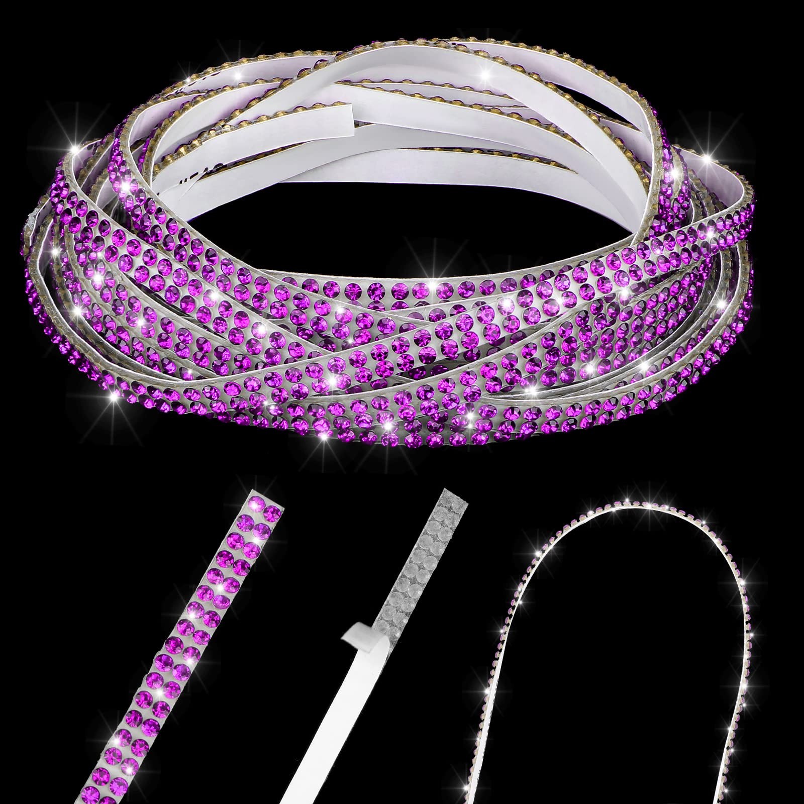 Kingdder 16.4 ft Bling Car Trim Self Adhesive ft, Purple