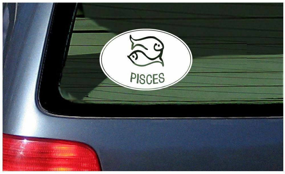 Pisces Zodiac Oval Vinyl Sticker Decal Car Window Fun Astrology February