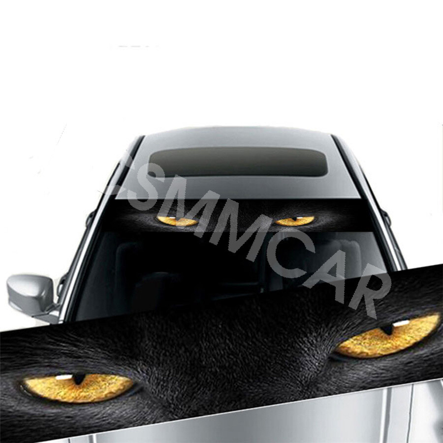 Car Front Window Decals Yellow Eye Leopard 3D Sunshade Stickers Self Adhesive