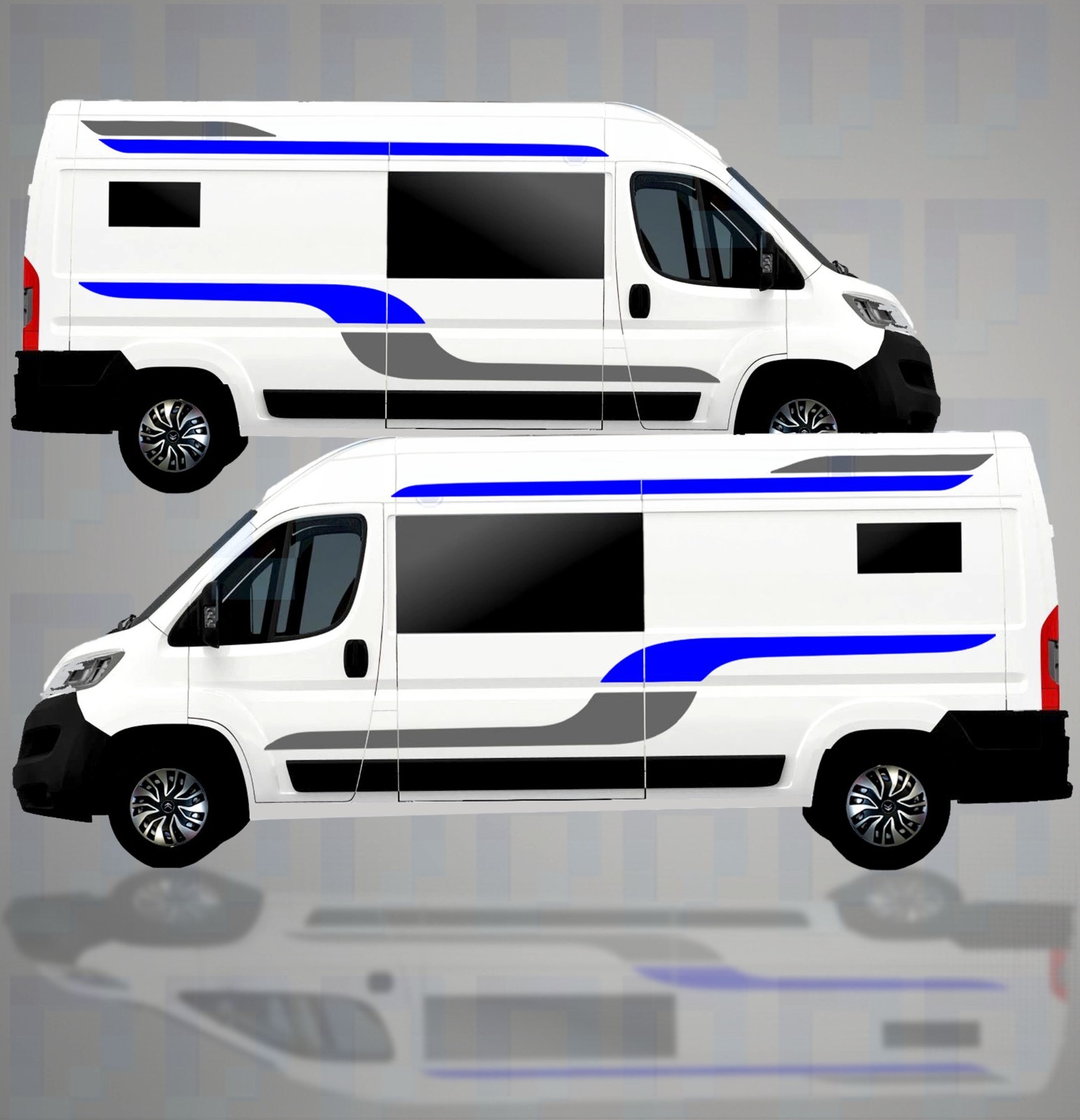 Two-Colour Sleek Side Stripes Graphics Kit – Universal Vinyl Decals for LWB Van