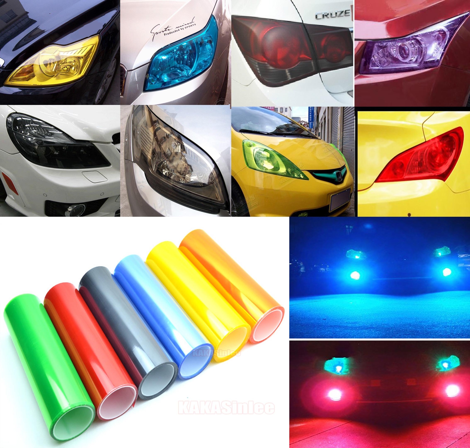 11 Colors Car Headlight Taillight Vinyl Wrap Glossy Matte Tint Film Sticker – CF