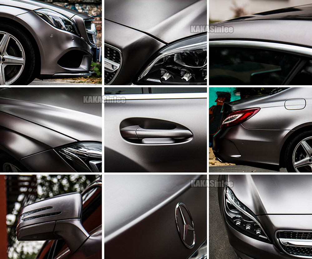 Flexible Car Pearl Metal Flat Glitter Satin Chrome Vinyl Wrap Sticker Z Grey US