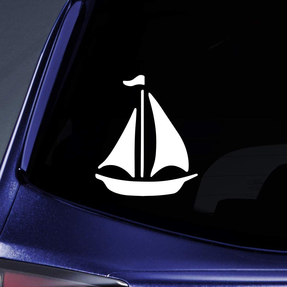Sail Boat Graphic – White Vinyl Decal Car Truck Windows laptop notebook