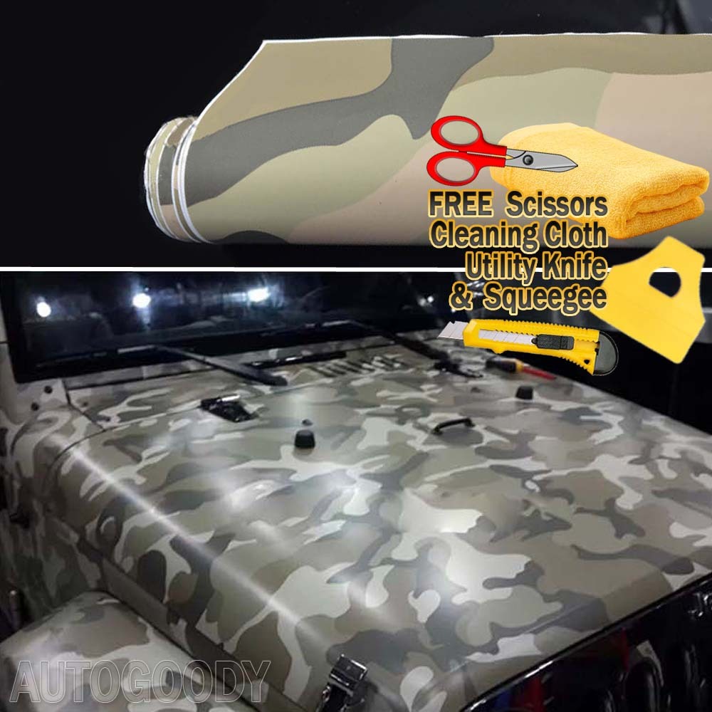 24″ x 60″ Army Camo Camouflage Desert Vinyl Film Wrap Air Bubble Free 2ft x 5ft