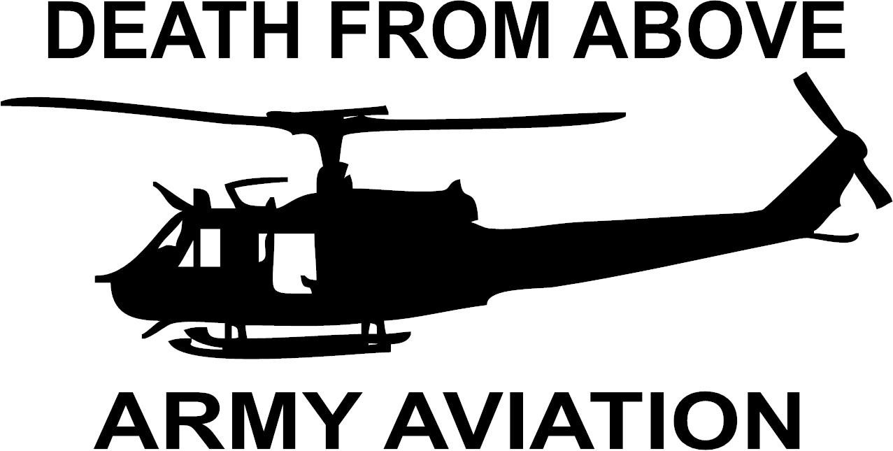UH-1 Helicopter ARMY AVIATION 3 Mil Vinyl Sticker for a Car or Truck Window
