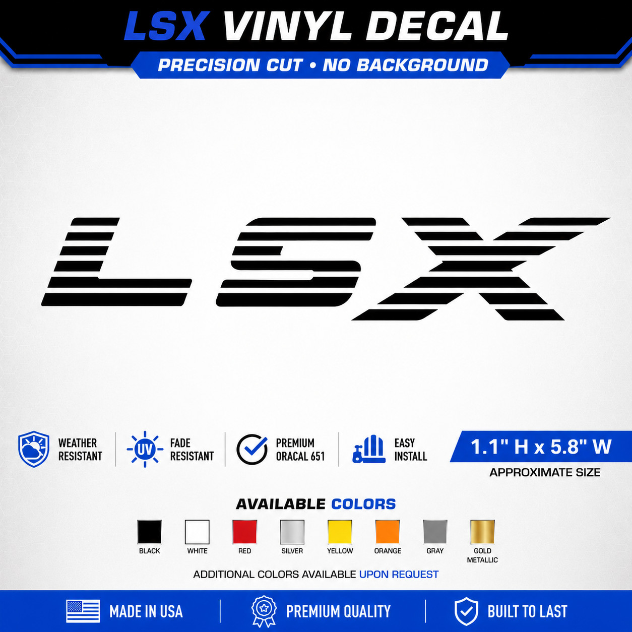 Retro “LSX” Vinyl Decal | IROC Z Fading 80’s Style LS Engine Hood Fender Hot Rod
