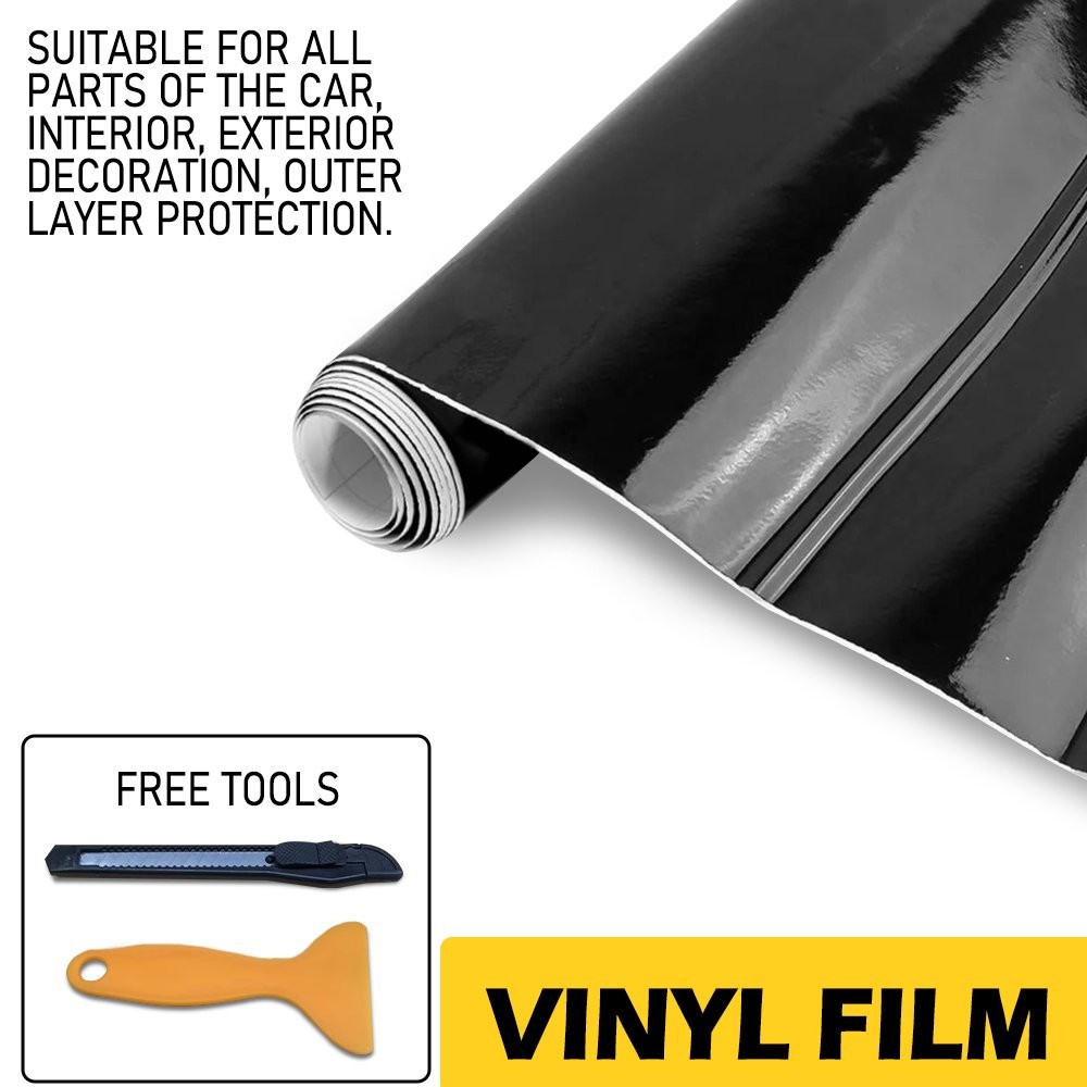 Gloss Vinyl Automotive Wrap Black 1-10X For Film Roll Sticker Wrap 59IN x11.8IN